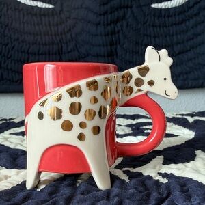 Starbucks Red Giraffe demitasse Mug with Gold Accents